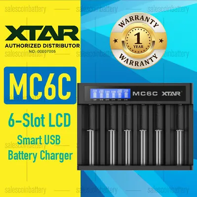 Xtar MC6C 6-slot LCD Smart Li-ion Battery Charger 14500 18500 26650>VC4 VC2 VC4S • $49.99